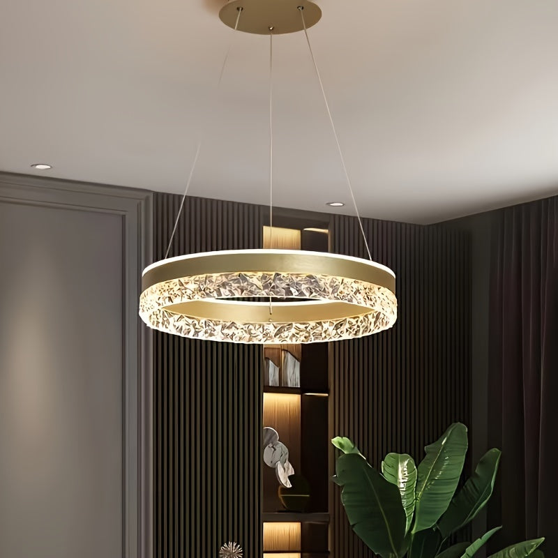 Modern Crystal LED Chandelier: Suitable for Dining, Bar, Bedroom, Living Room, Hotel, and Corridor Ceiling Lighting - Includes Installation Hardware, Semi-Embedded Mounting, Removable Clamp, and Hardwired Power Source (85V-26