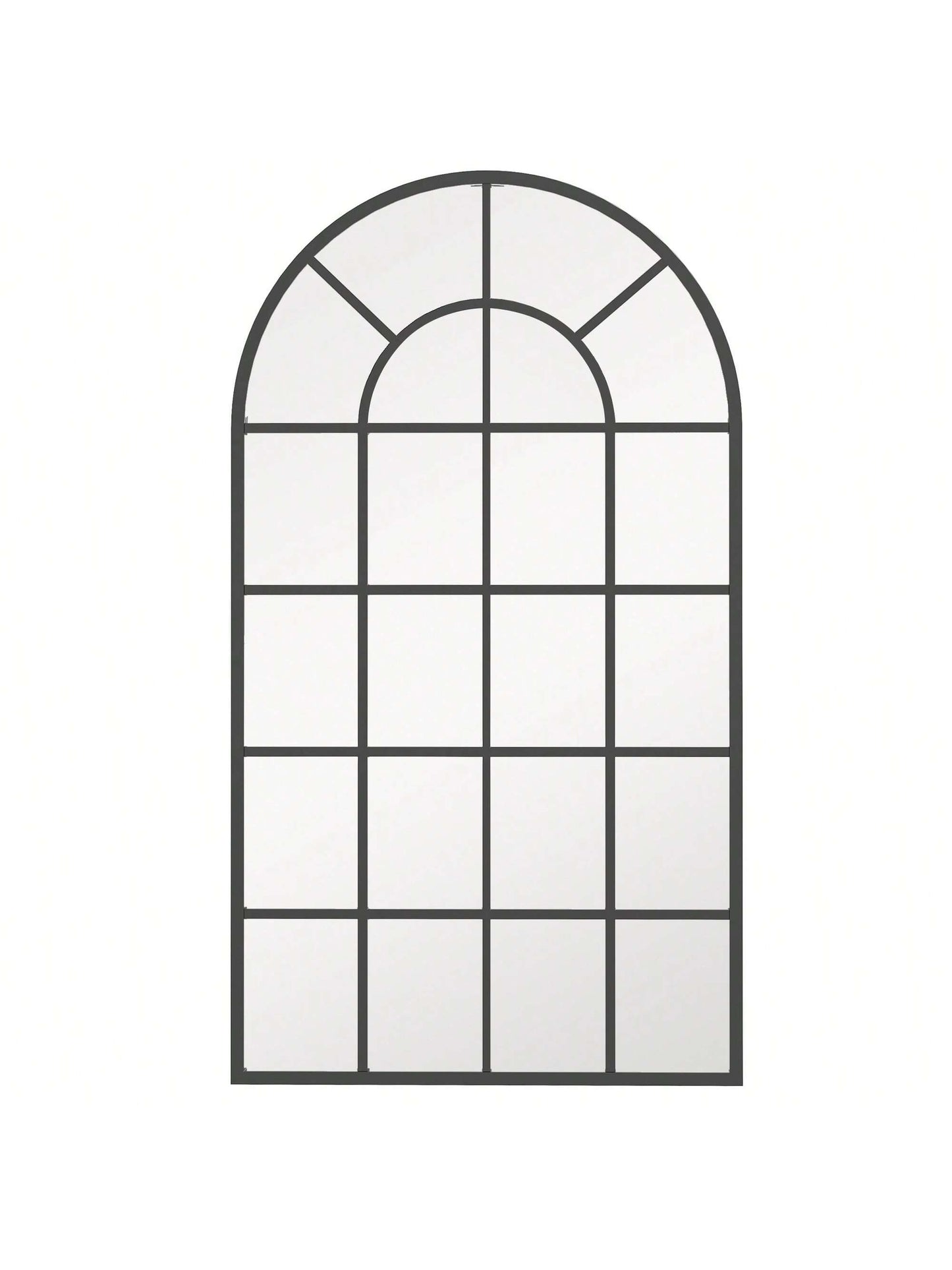 Miroir verrière arche style industriel fenêtre arcade métal noir - 110 x 62 cm