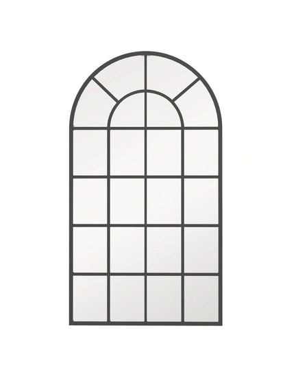 Miroir verrière arche style industriel fenêtre arcade métal noir - 110 x 62 cm