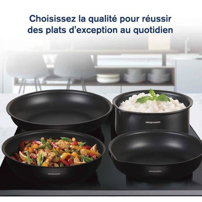 Batterie de cuisine - Tous feux dont induction - Arthur Martin - AM0530 - Aluminium - Anti-adhésif - 20 pieces - Poignée amovible