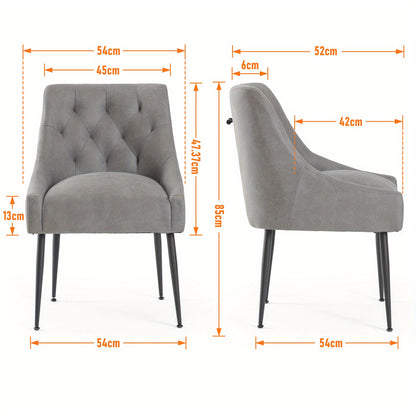 Ensemble de 2 chaises de salle à manger modernes DYHOME, chaises de salle à manger de cuisine du milieu du siècle avec coussins de 13.0 cm et pieds en métal, chaises de salle à manger rembourrées avec tige de traction arrière pour cuisine, salon (gris)