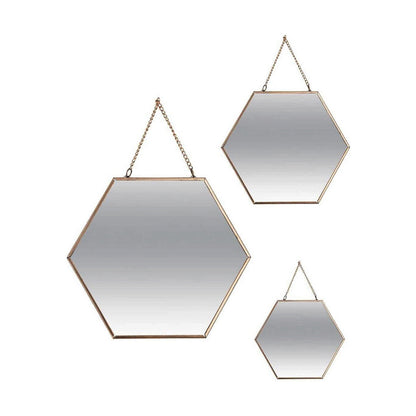 Ensemble de miroirs Atmosphera Hexagonal Doré Métal (3 Pièces)