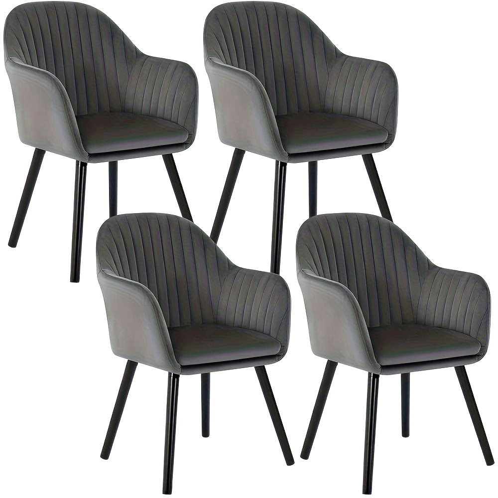 4 chaises de salle à manger, chaises de cuisine, chaises de salon avec accoudoirs, pieds en velours noir.