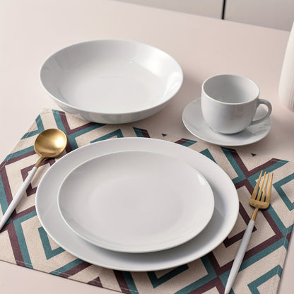 Service de table en porcelaine blanche 30 pièces pour 6 personnes