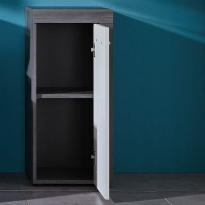 Trendteam Armoire de rangement de sol Miami Blanc et argenté fumé