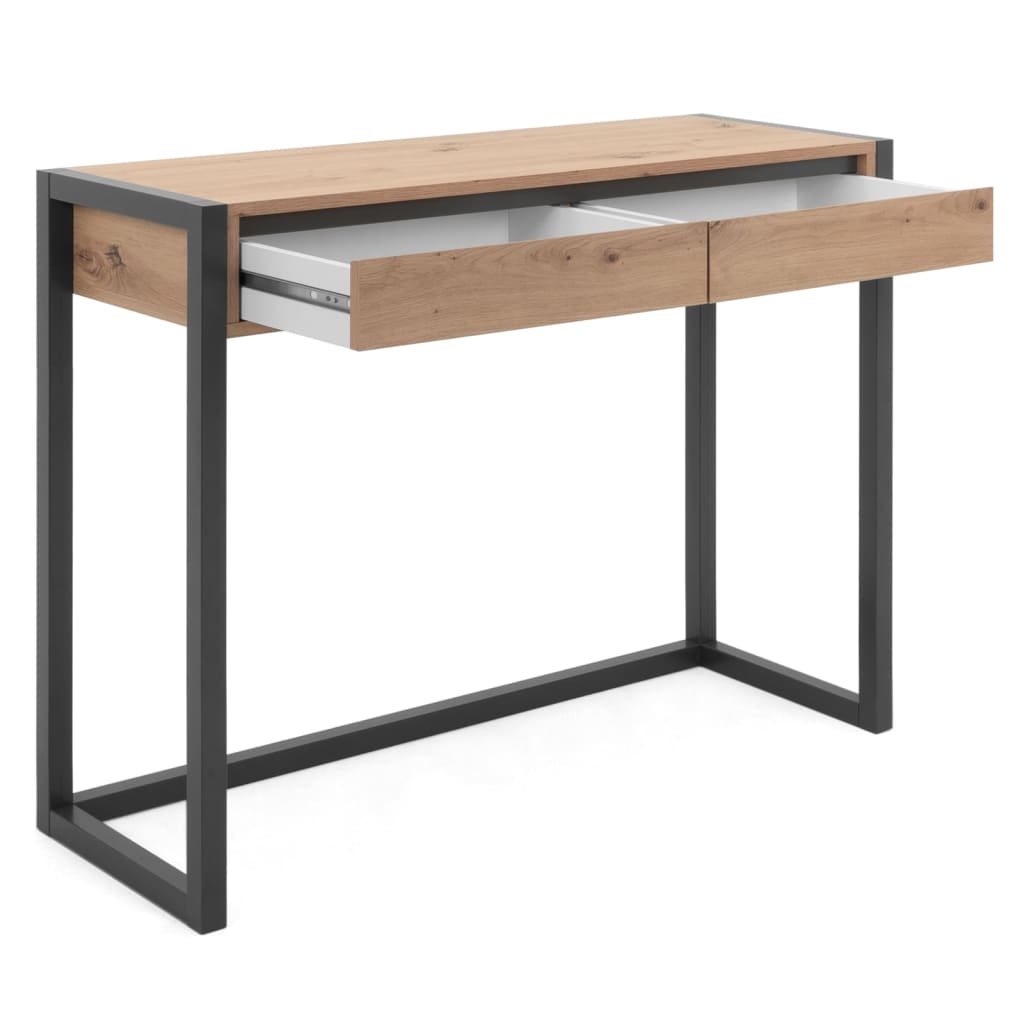 Finori Table console Denver 44 Chêne artisanal et gris anthracite