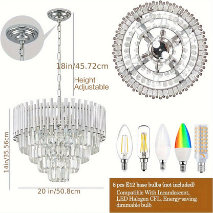 Lustre Moderne en Cristal de 50.8cm - Verre K9, Design Goutte de Pluie à 5 NiveauX