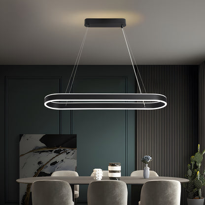 LYOOWNG Modern Oval LED Pendant Light, Metal Ceiling Mount, Adjustable Height, No Flicker, for Dining Room, Kitchen, Office, Bar, Cafe, Commercial Lighting, 110V/220V, perfect for Christmas gifts, holiday office, bedroom, hot