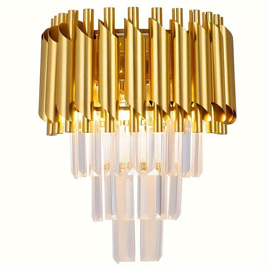 Modern Crystal Wall Sconce Light Fixture, Semi Flush Mount Detachable Black K9 Crystal Sconce for Hallway, Bedroom, Living Room, Hardwired 85V-265V, Includes Installation Hardware - 1PC