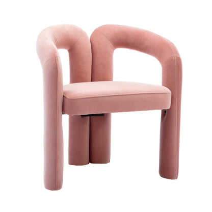 Ensemble de 2 Chaises de Salle à Manger en Tissu Rose Moderne avec Dossier Incurvé - Mousse Haute Densité Robuste, Pieds en Bois pour Salon & Cuisine