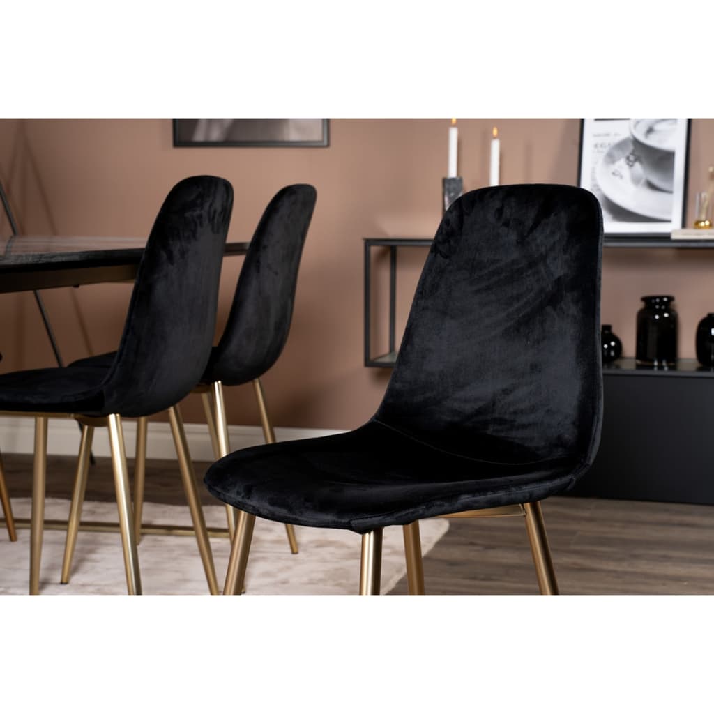 Venture Home Chaises à manger lot de 2 Polar velours noir et laiton