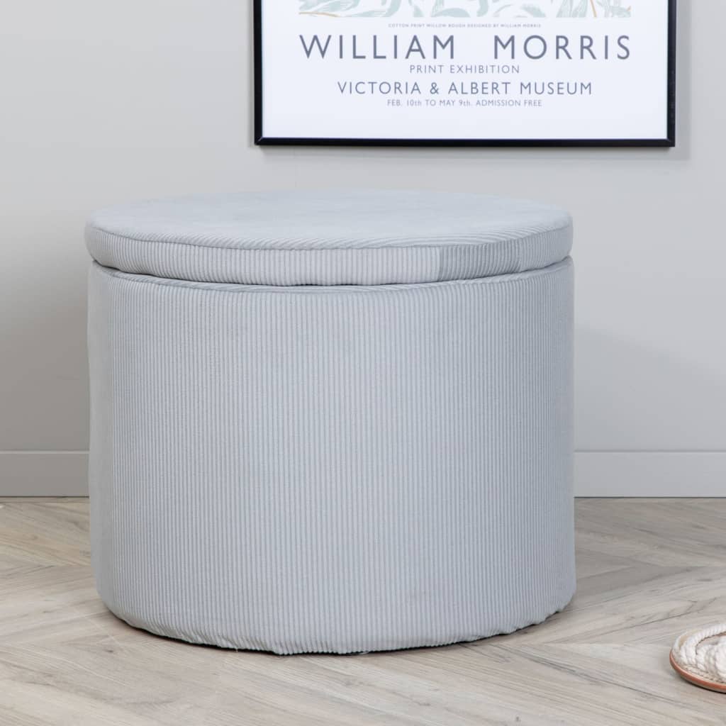 Venture Home Pouf Dunken 51x51x43 cm Velours côtelé Gris