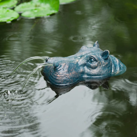 Ubbink Fontaine de jardin à cracheur flottante Hippopotame