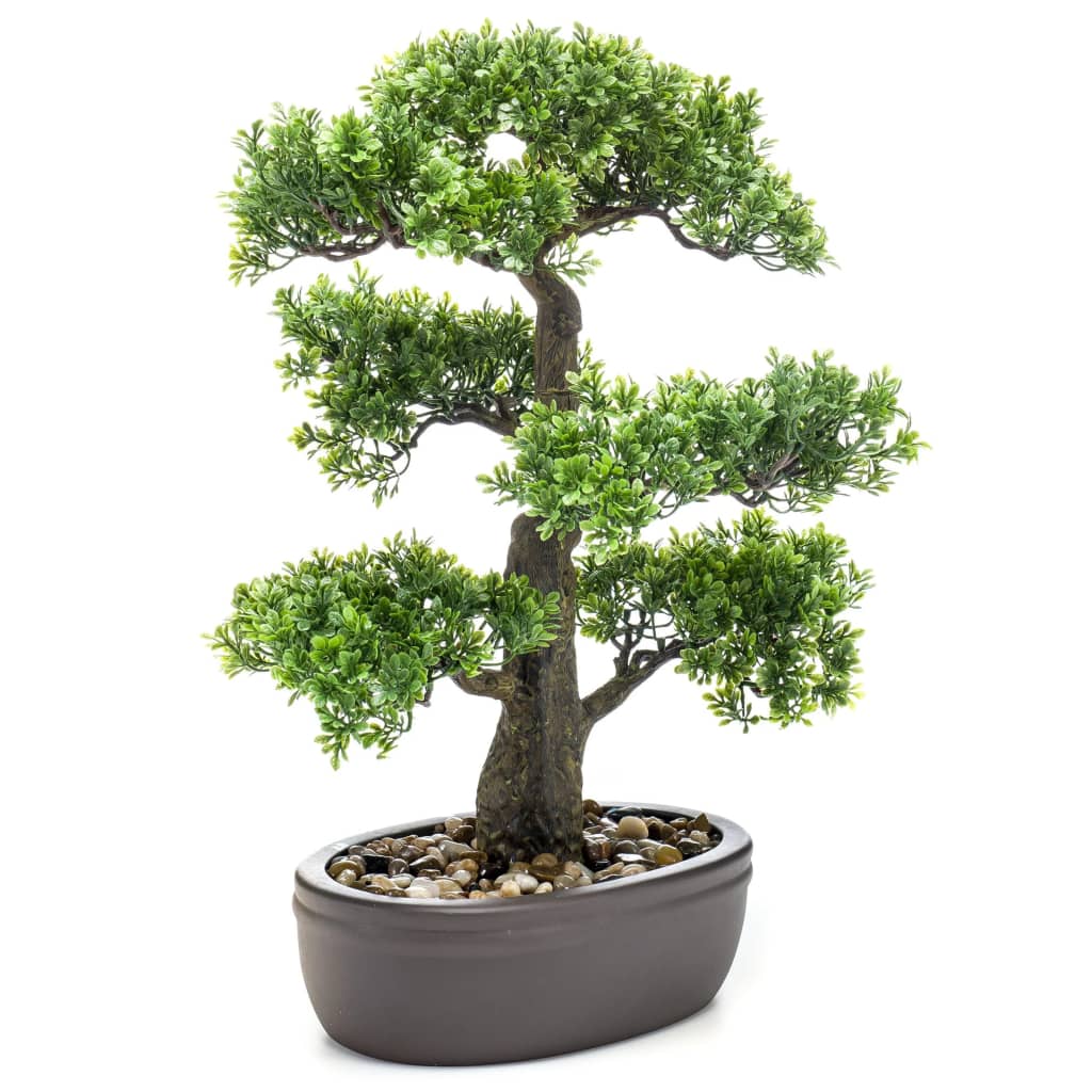 Mini bonsaï Ficus artificiel sur plaque marronne 43 cm