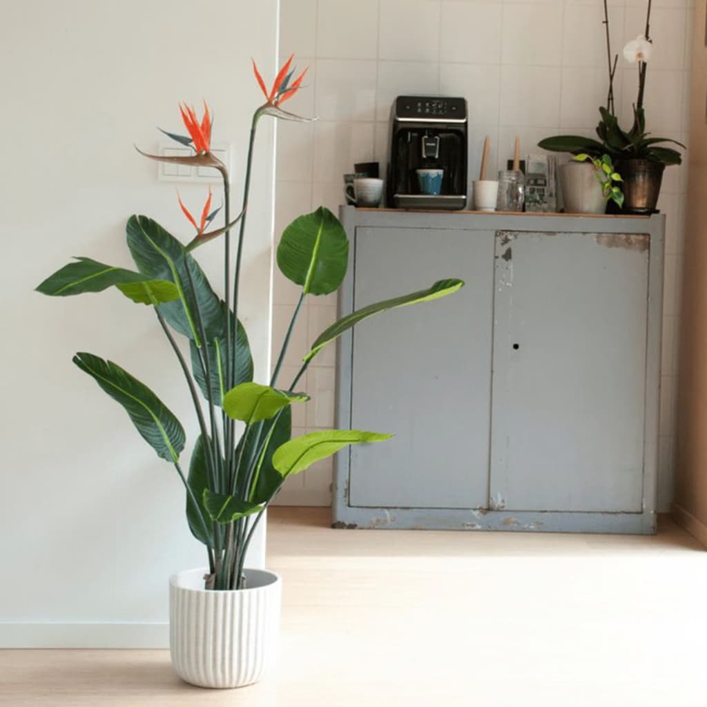 Emerald Plante artificielle Strelitzia en pot avec fleurs 120 cm