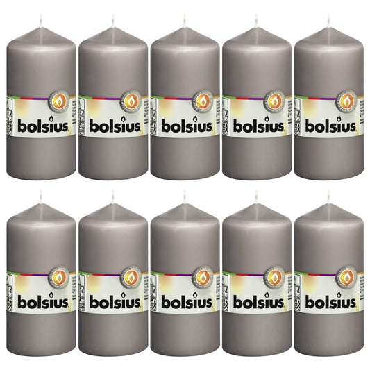 Bolsius Bougies pilier 10 pcs 120x58 mm Gris chaud