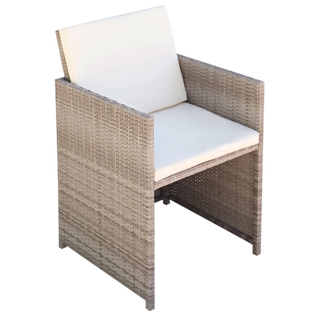 Chaises de jardin lot de 2 avec coussins Résine tressée Beige