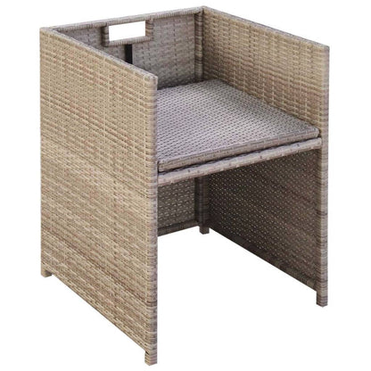 Chaises de jardin lot de 2 avec coussins Résine tressée Beige