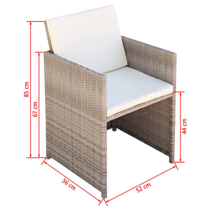 Chaises de jardin lot de 2 avec coussins Résine tressée Beige