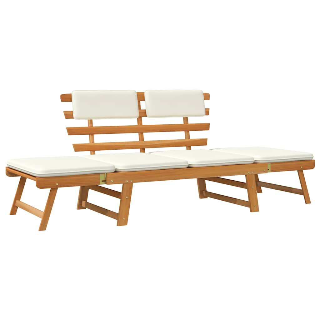 Banc de jardin avec coussins 2-en-1 190 cm Bois solide d'acacia