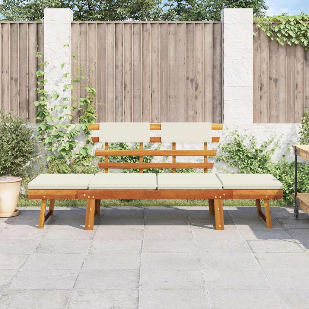 Banc de jardin avec coussins 2-en-1 190 cm Bois solide d'acacia