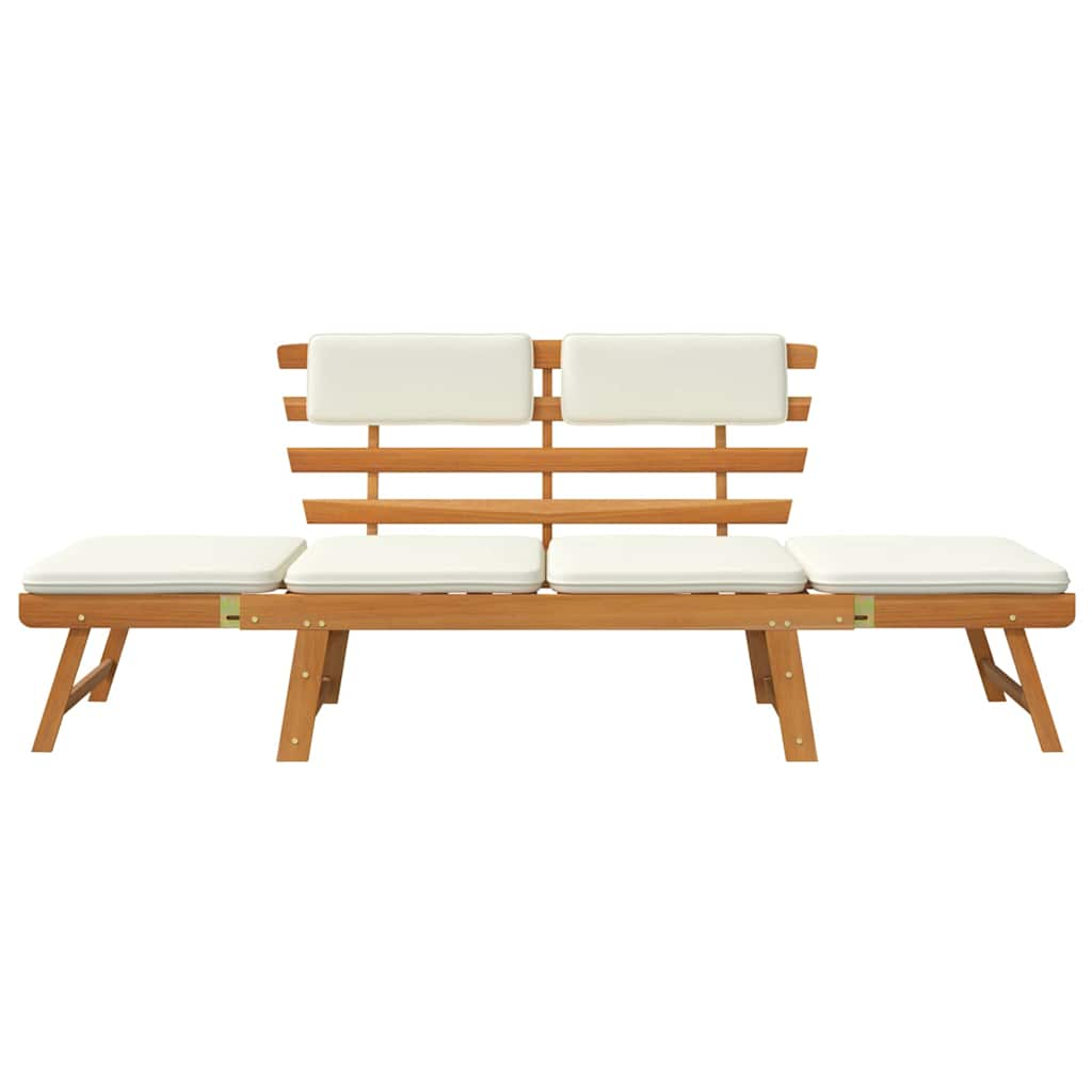 Banc de jardin avec coussins 2-en-1 190 cm Bois solide d'acacia