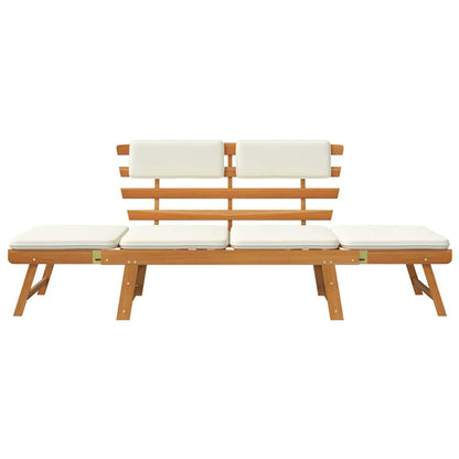 Banc de jardin avec coussins 2-en-1 190 cm Bois solide d'acacia