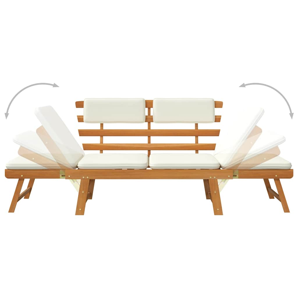 Banc de jardin avec coussins 2-en-1 190 cm Bois solide d'acacia