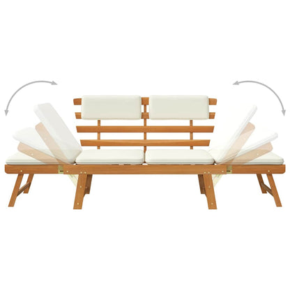 Banc de jardin avec coussins 2-en-1 190 cm Bois solide d'acacia