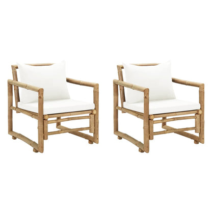 Chaises de jardin lot de 2 avec coussins et oreillers Bambou