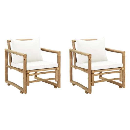 Chaises de jardin lot de 2 avec coussins et oreillers Bambou