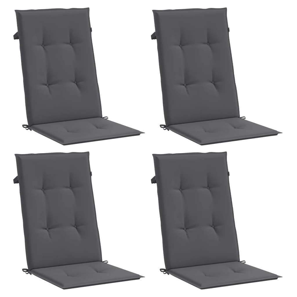 Coussins de chaise de jardin à dossier haut lot de 4 anthracite