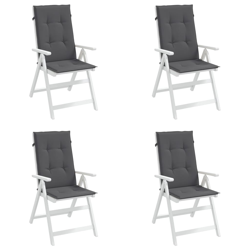 Coussins de chaise de jardin à dossier haut lot de 4 anthracite