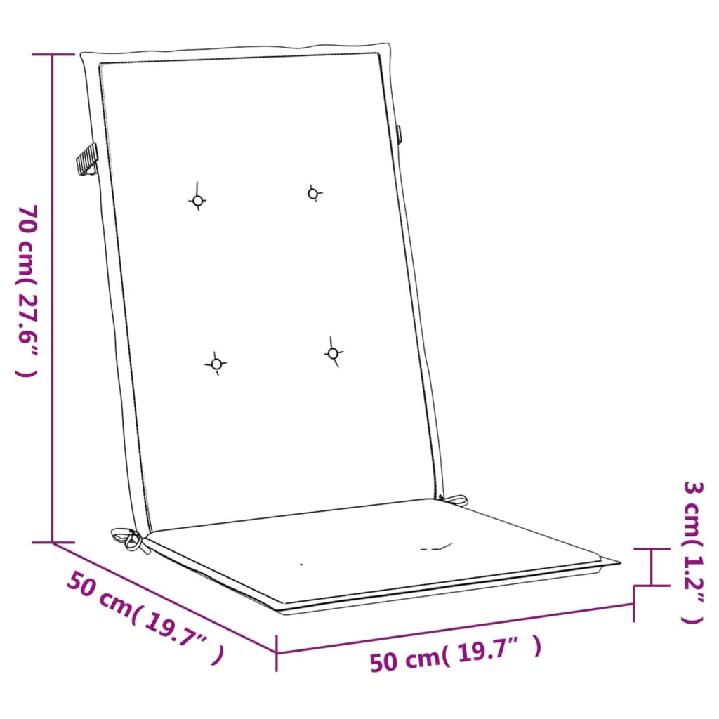 Coussins de chaise de jardin à dossier haut lot de 4 anthracite