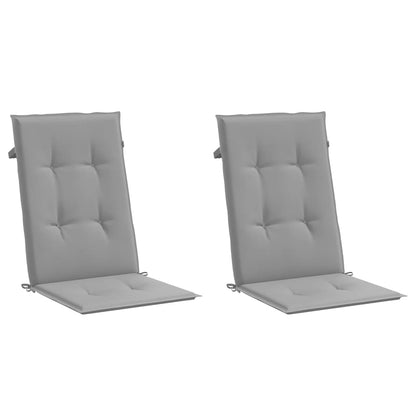 Coussins de chaise de jardin à dossier haut lot de 2 gris tissu