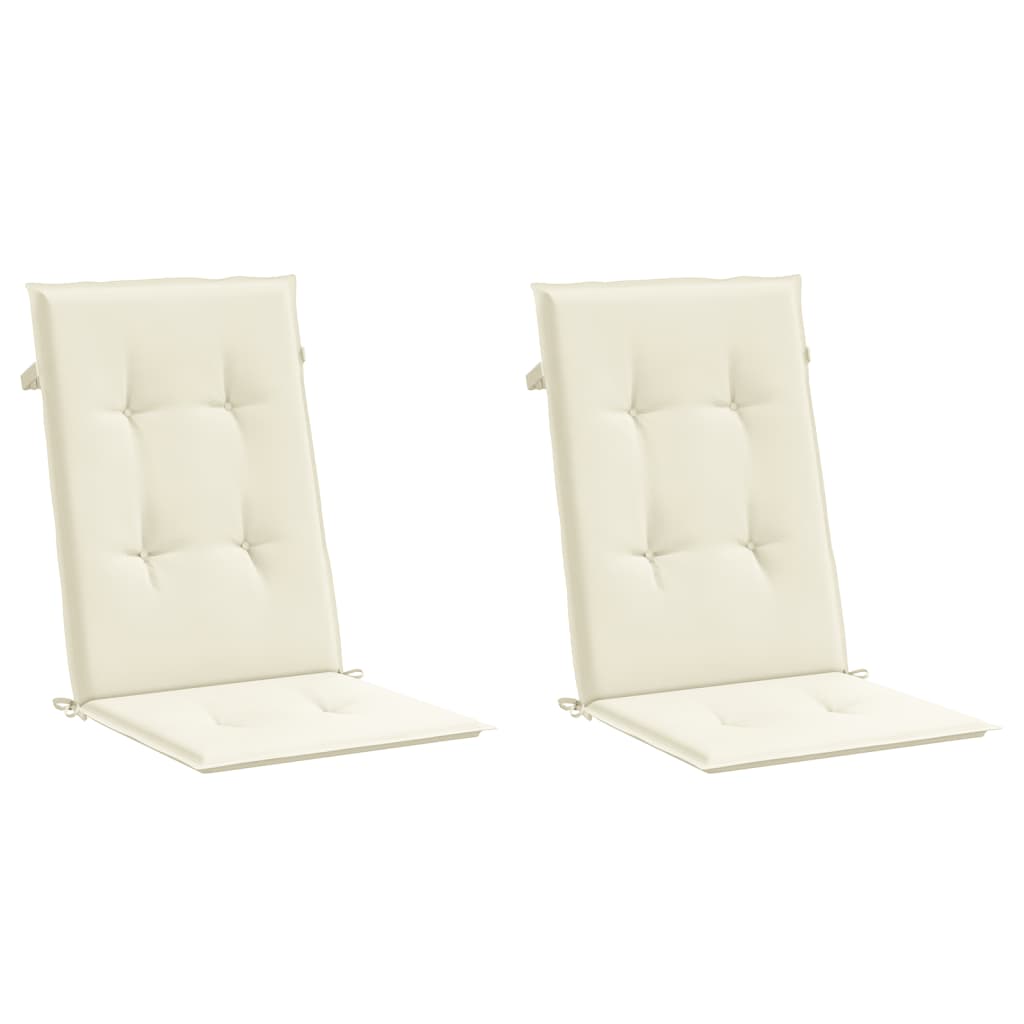 Coussins de chaise de jardin dossier haut lot de 2 crème tissu