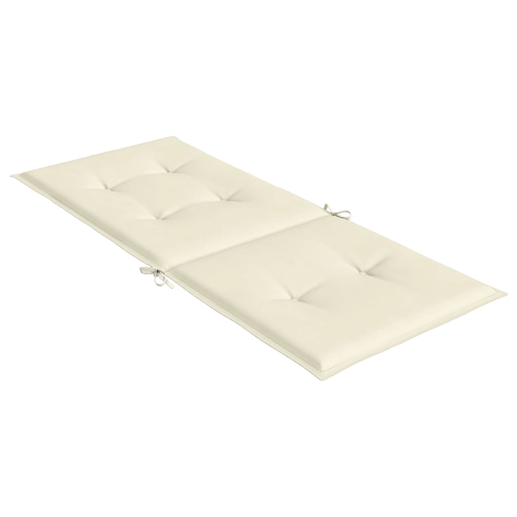 Coussins de chaise de jardin dossier haut lot de 2 crème tissu