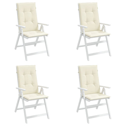 Coussins de chaise de jardin dossier haut lot de 4 crème tissu