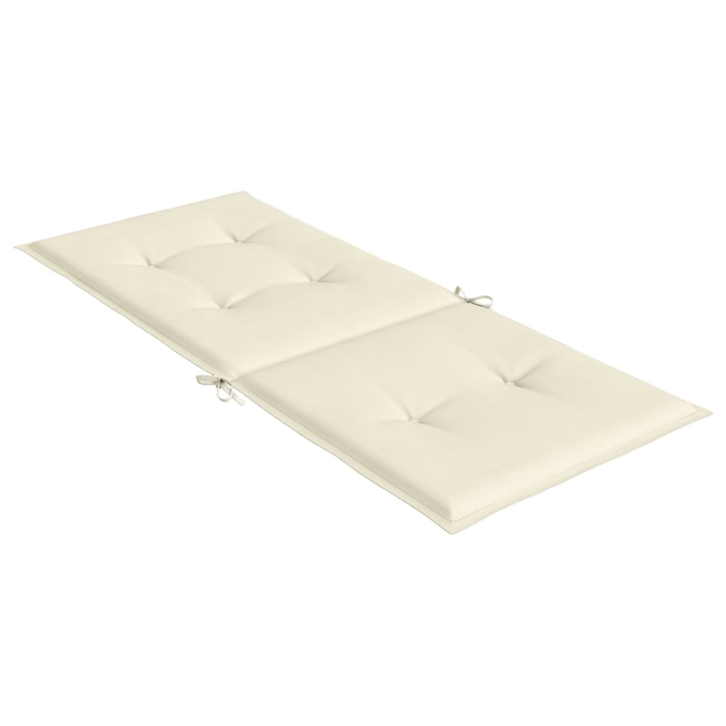 Coussins de chaise de jardin dossier haut lot de 4 crème tissu