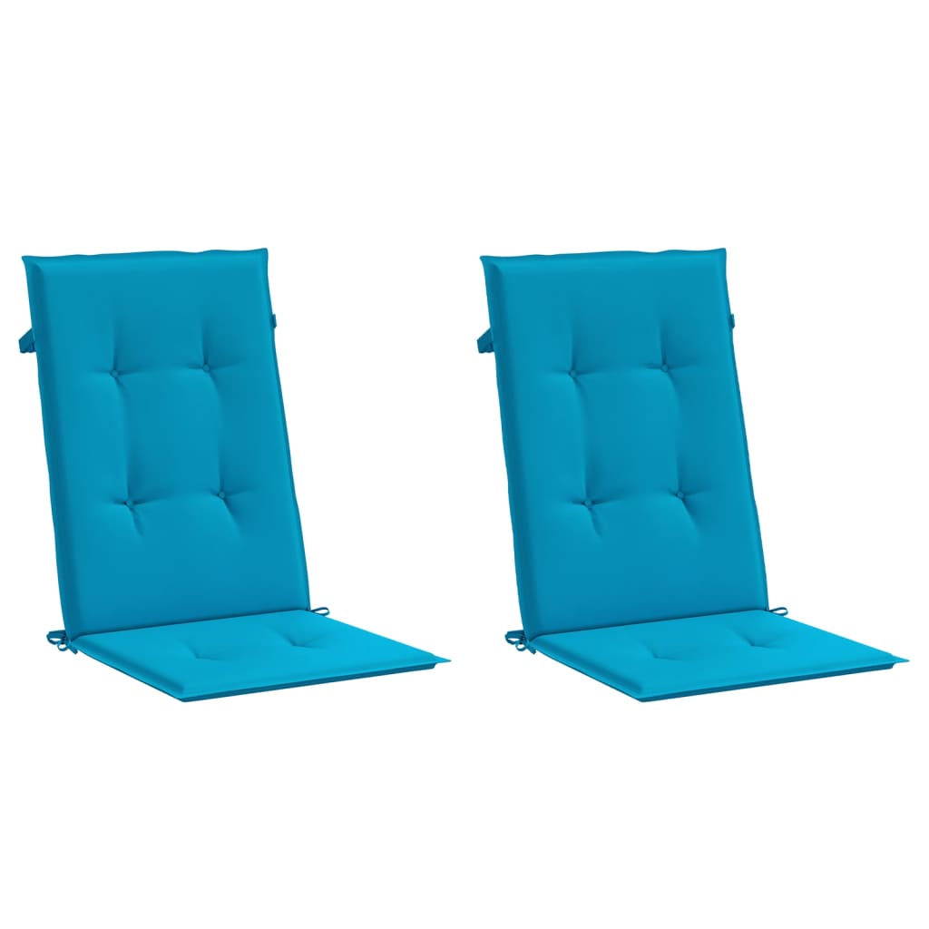 Coussins de chaise de jardin à dossier haut lot de 2 bleu tissu