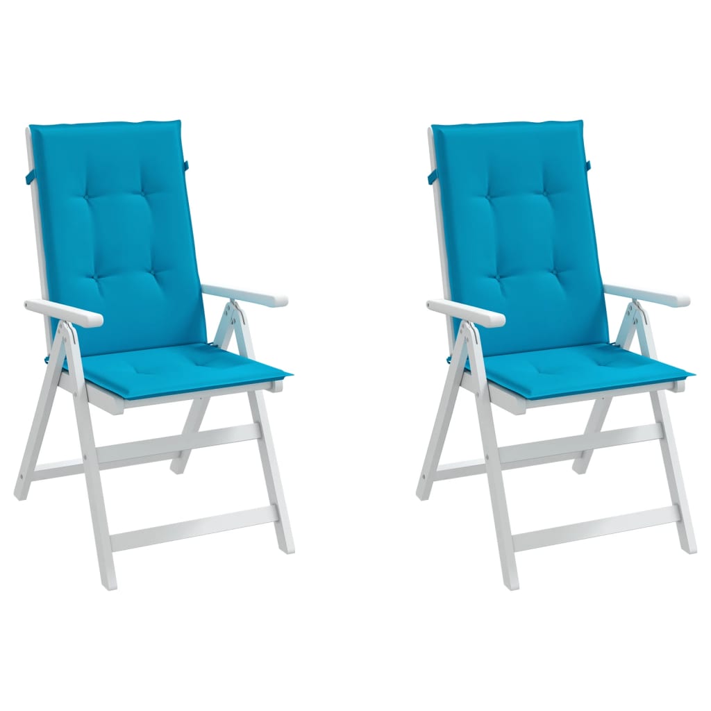 Coussins de chaise de jardin à dossier haut lot de 2 bleu tissu