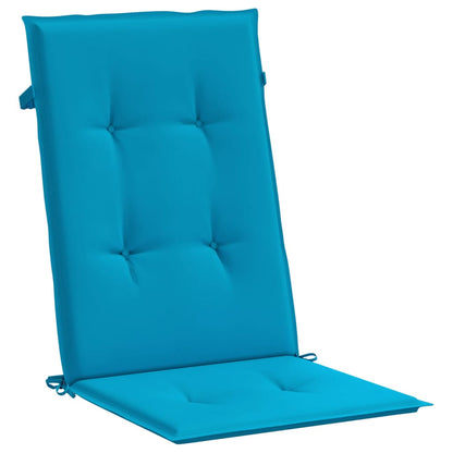 Coussins de chaise de jardin à dossier haut lot de 2 bleu tissu