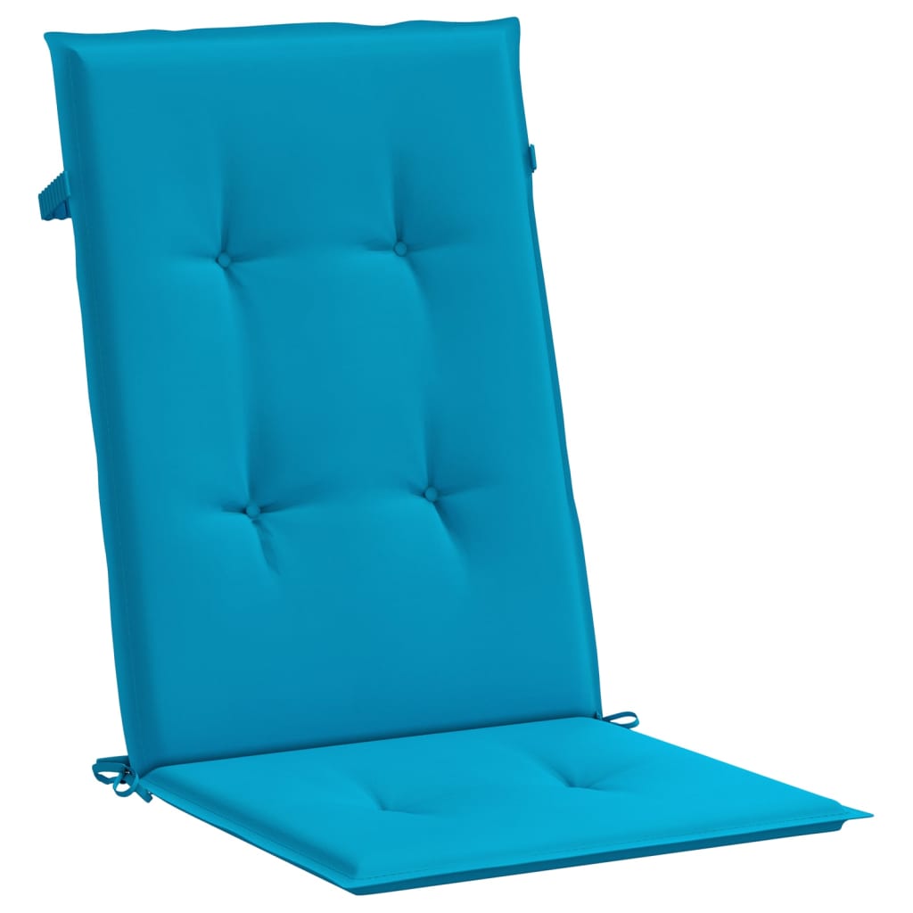 Coussins de chaise de jardin à dossier haut lot de 4 bleu tissu