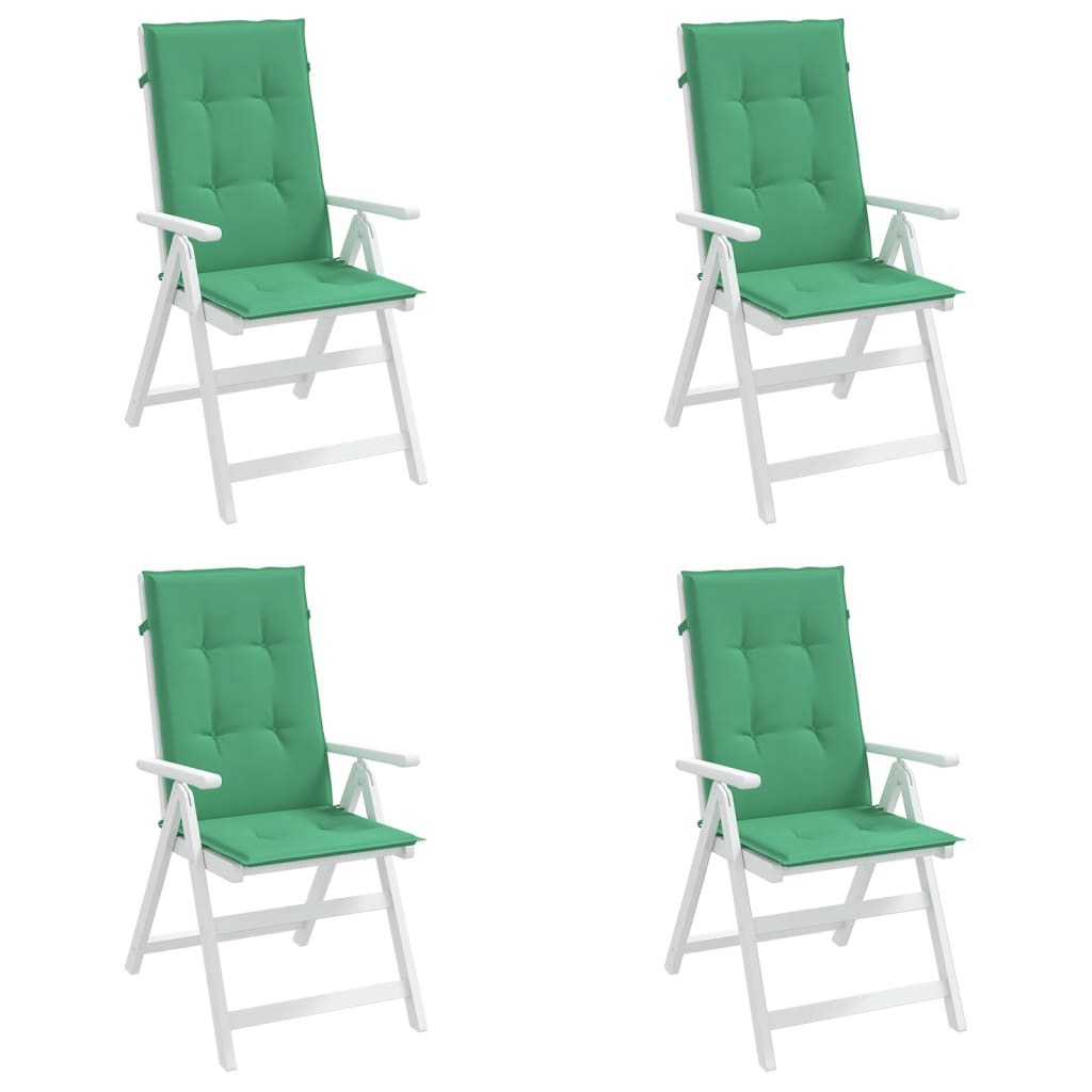 Coussins de chaise de jardin à dossier haut lot de 4 vert tissu