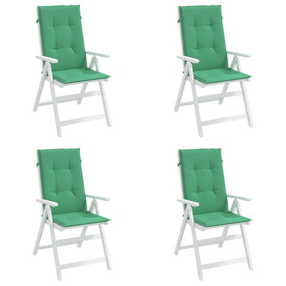 Coussins de chaise de jardin à dossier haut lot de 4 vert tissu