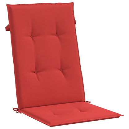 Coussins de chaise de jardin dossier haut lot de 4 rouge tissu