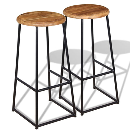 Tabourets de bar lot de 2 bois de teck massif