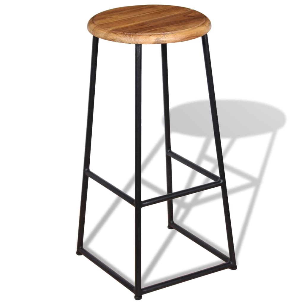 Tabourets de bar lot de 2 bois de teck massif