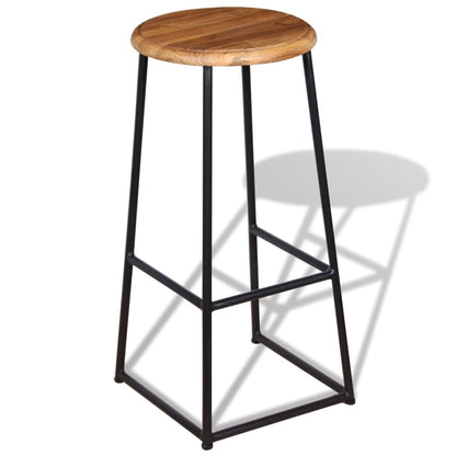 Tabourets de bar lot de 2 bois de teck massif