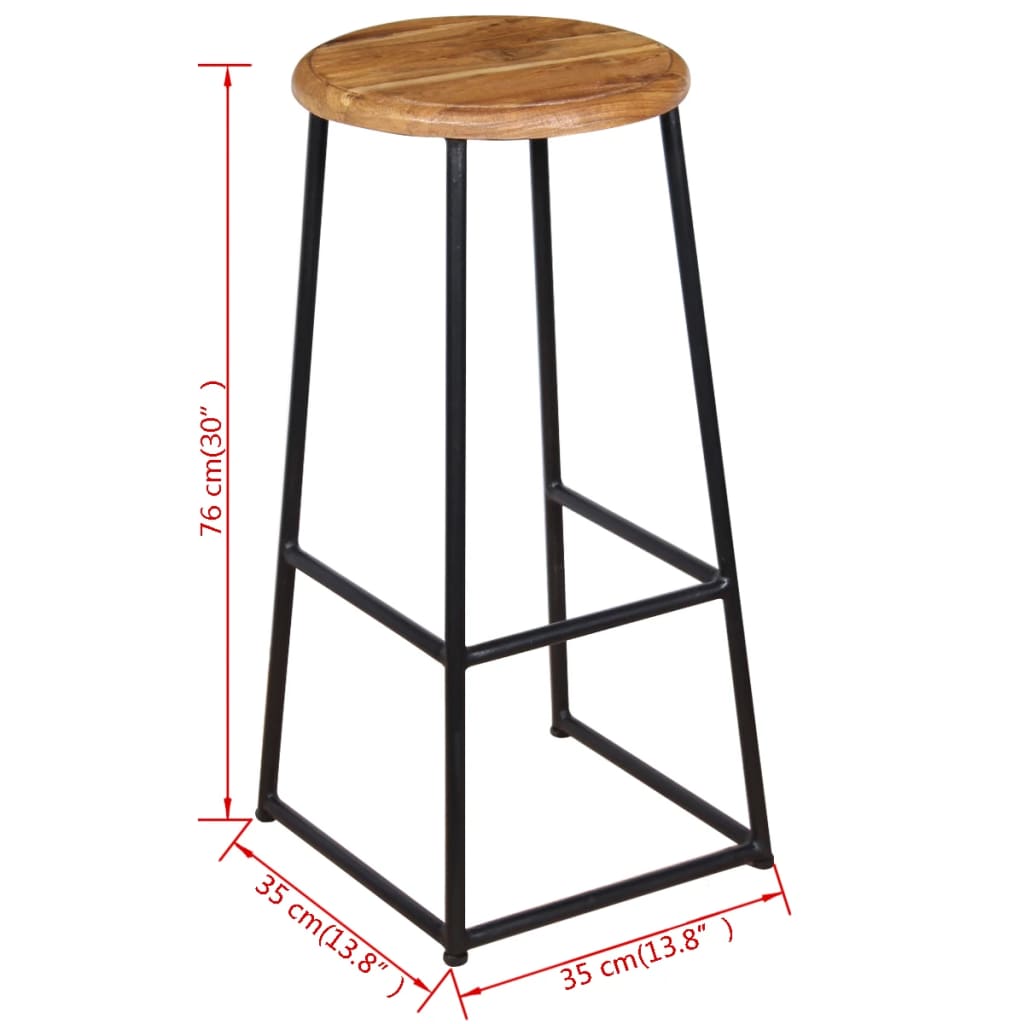 Tabourets de bar lot de 2 bois de teck massif